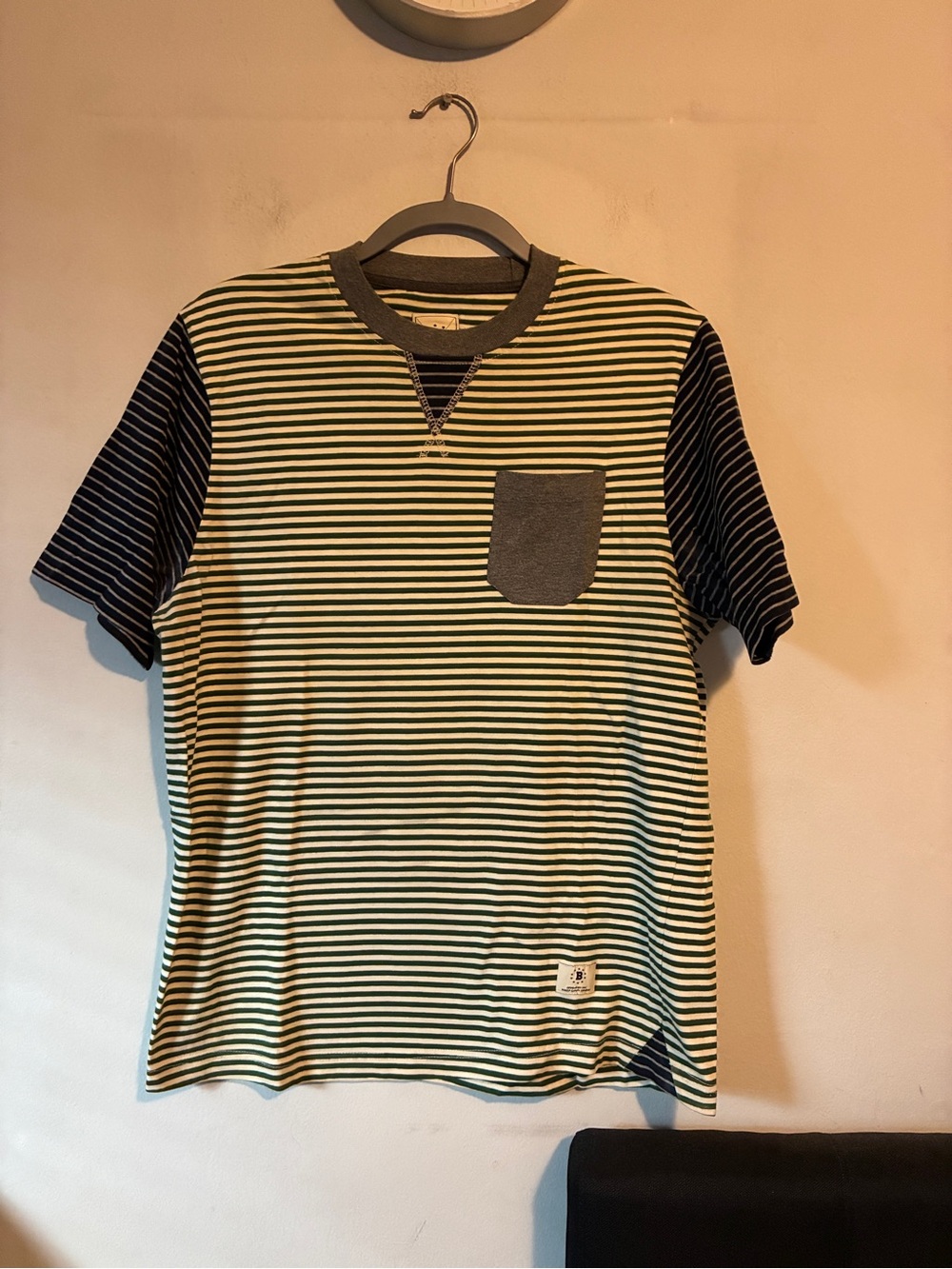 Striped Short Sleeve Pocket Tee - Green/Black